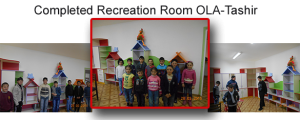 Completion of the recreation room renovations at OLA-Tashir