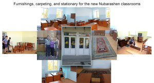 Furnishings, carpeting, and stationary for the new Nubarashen classrooms