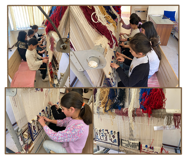 Six months of carpet weaving classes for the girls at Naghasyan Children’s Support Center (formerly Mer Hooys) funded by the Gulamerian Fund