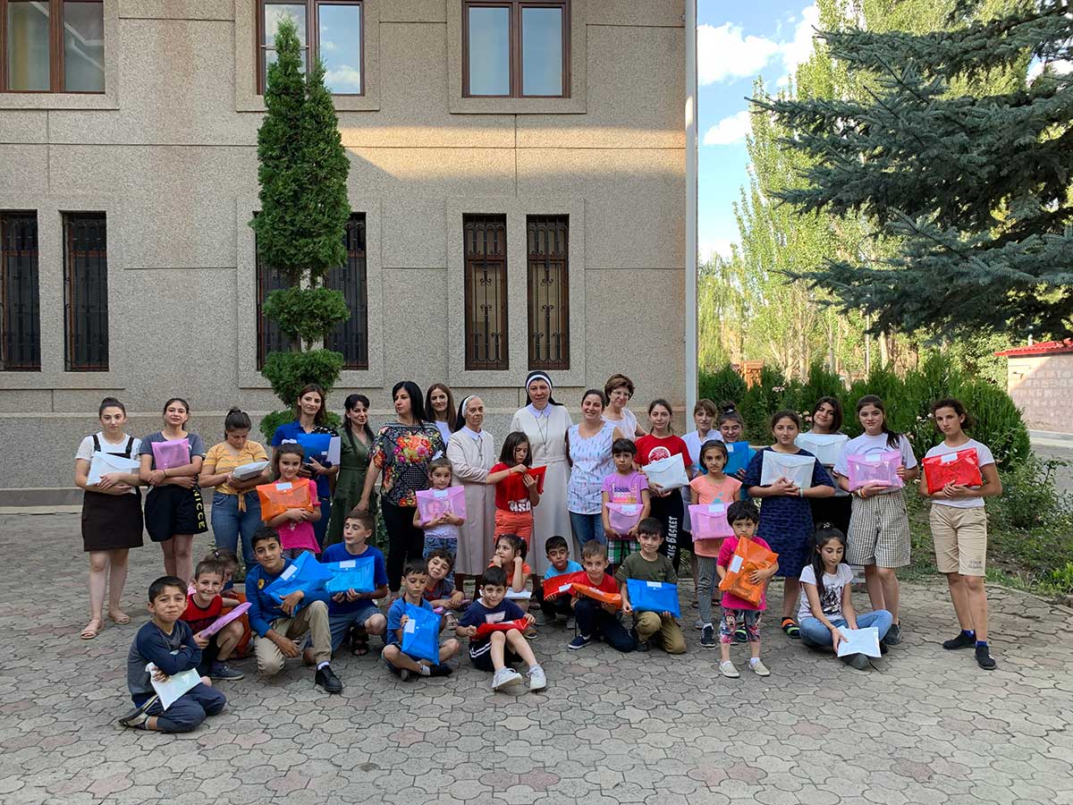 School supplies for the children at Our Lady of Armenia Center